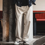 Maden Men's Vintage Beige Cotton Seed Shell Denim Jeans 10.8OZ Loose Straight Mid-rise Zipper Casual Pants Male Autumn Trousers