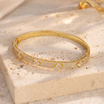 ZAKOL Luxury Full Shiny CZ Four-leaf Flower Designd Open Bracelet for Women Premium Wedding Party Jewelry Birthday Gift