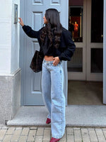 Patchwork Leopard Star Metal Rivet Jeans Y2k Denim Pants Women Female Baggy Dragging Hip High Street 2025 Casual Trousers