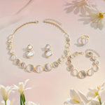 5PCS Metal Sphere Necklace Simple Luxury Resin Cord Bracelet for Women Elegant Ring Earring Post Party Accessory Vacation Gifts