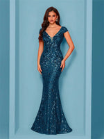 Elegant Blue Evening Dress For Women Long 2025 Luxury Mermaid Formal Sequins Prom Wedding Party Cocktail Dresses