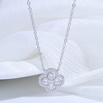 S925 Sterling Silver Four-leaf Clover Necklace for Women, Inlaid With Cubic Zirconia, A Light Luxury Clavicle Chain SL42