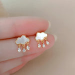 Non Pierced Mini Zircon Heart Clip on Earrings Fashion Temperament Small Heart Pearls Cloud Ears Clips for Women Evening Party