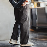 Maden Vintage Solid Logging Pants Versatile Cotton Straight Casual Lumberjack Pants with Zipper Fly and Pockets Trousers for Men