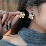 GRACE JUN Green Color  Enamel Flower Clip on Earring No Pierced Fashion No Pierced Earring Needn't Ear Hole Ear Clip Korea Style