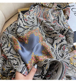 180*90cm Large Silk Satin Scarf Hijab Women Print Spring New Shawl Wrap Female Hand Bag Foulard Pashmina Travel Echarpe 2022