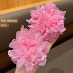 2 little girls pink cute headband hair accessories for children