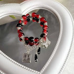 2024 New Trendy Red Beaded Chain Bracelet for Women Simple Hollow Butterfly Pendant Bracelets Jewelry Gifts Accessories