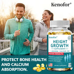 Natural Height Growth Calcium Vitamin D Supplement Vegetarian Capsules, Increase Bone Strength, Height Promoter Capsules Adults