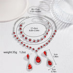 3/4PCS Luxury Crystal Necklace Earrings Bracelet Set Women Red Green Blue Water Drop Pendant Wedding Party Bride Jewelry Gifts