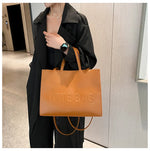 Large Capacity Fashionable Tote Bag With Letter Print Fashion Solid Color Simple Crossbody Bag Women Casual Handbag Shoulder Bag