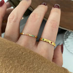 2PCS/Set Stainless Steel Rainbow Color Cubic Zircon Stone Finger Rings for Women INS Gold Color Waterproof Stars Ring Jewelry
