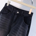 Winter Women Classic Snow Warm High Waist Jeans Girls Fleece Thermal Denim Pants Lady Baggy Straight Leg Plush Trousers