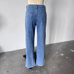 Korean-style Casual Loose Wide-leg Jeans. New Fashionable, Simple and Casual Floor-length Jeans for Ladies in All Four Seasons