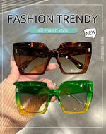 Gradient Fashion Sunglasses Large Square Rectangle Frame Anti-Reflective Lens Sport Eyewear Summer Beach Party Accessory