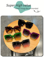 Gradient Fashion Sunglasses Large Square Rectangle Frame Anti-Reflective Lens Sport Eyewear Summer Beach Party Accessory