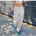 Floor Length Pant Jeans Women Wide Leg Denim Pants High Waist Loose Casual Straight Trousers Elegant Splice Autumn 2024