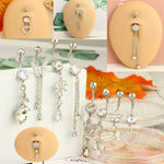 1pc Long Dangle Belly Button Rings Stainless Steel Crystal Navel Rings Belly Piercings Nombril Ombligo Women Men Body Jewelry