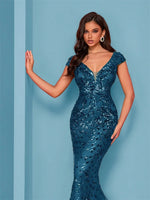Elegant Blue Evening Dress For Women Long 2025 Luxury Mermaid Formal Sequins Prom Wedding Party Cocktail Dresses
