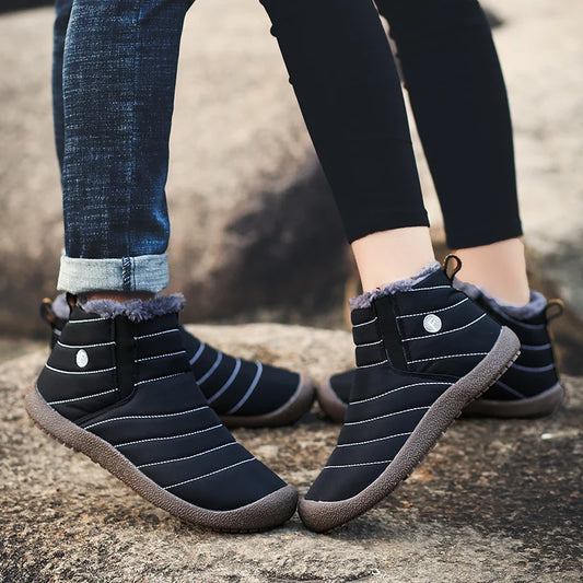 Winter Outdoor Velvet Warm Snow Boots Hiking Shoes Waterproof Ski Shoes High-Top Large Size Cotton Boots Thick Cotton Shoes Men's Boots Women's Boots