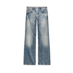 Faionable Casual Straight Leg Jeans mid Waist Patchwork Wide Leg Denim Pants Spring Summer New Arrival Women's Premium Jeans