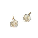 FTCY White Camellia Flower Dangle Earrings For Women French Elegant Summer Earring Sweet Woman's Party Jewelry Gift