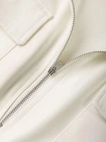 EAM Beige Zipper Pocket Back Bandage Blouse Women New Lapel Long Sleeve Loose Fit Shirt Fashion Spring Autumn 2025 1DF149100