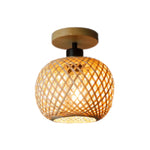 Retro Led Bamboo Woven Ceiling Lamp Corridor Aisle Living Room Ceiling Light E27 Woven Lamps Decorative Fixtures