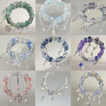 Colour Crystal Flowers Butterfly Pendant Beaded Bracelet for Women Multi Style Sweet Chain Charm Bracelets Girls Jewelry Gifts