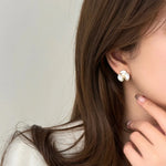 Pearl Flower Geometric Stud Earrings For Women Girls Trendy Elegant Sweet Exquisite Romantic Wedding Bride Jewelry Gifts