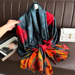 New 180*90cm classic Silk Scarf Women Foulard Office lady Large Fashion Print Beach Hijab shawl warp bandanna muffler pareo