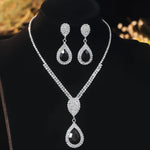 MYYA Water Drop Necklace Earrings Set Black Simple Water-drop Pendant Necklace Earrings Jewelry Set Wedding Prom Party Gift