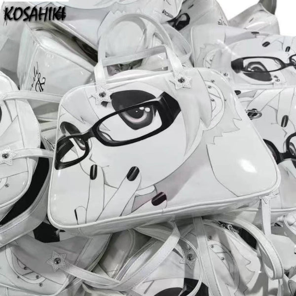 Y2k Aesthetic Harajuku Kawaii Shoulder Bags Japanese Cartoon Cute Girls Printing Handbags All Match Sweet Underarm Bag Fashion