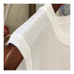 1pcs Summer New Fashion Knitted Vests O-neck Sleeveless Casual Thin Tops