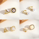 Women's Pearl Ear Clip Without Ear Hole Korean Edition Short Style Elegant Ear Hanger High End Light Luxury Square Earrings