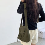 Korean Style Flap Nylon Bow Crossbody Bag Messenger Bag Niche Design Light Soft Nylon Bag Large Capacity Tote Bag Shoulder Bag