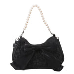 Pearl Female Bag Retro Luxury Designer Handbag Bow Crossbody Bags Fashion Canvas Women's 2023 Trend Shoulder bag Purses