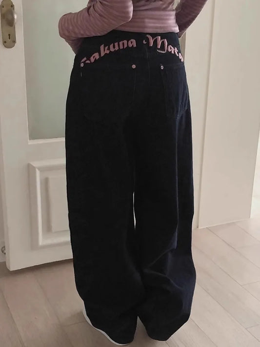 Gagarich Embroidered Letter Printed Jeans 2025 Spring Women New Style Sweet Cool Spicy Girl High Waist Temperament Skinny Pants