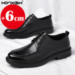 Spring/Summer Men 37-45 Men's Flat/6CM Heightening Elevator Shoes Business Formal Leather Shoes Man British Casual Wedding Suit