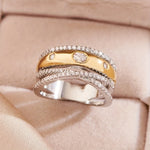 Glamorous Wedding Rings for Women Cubic Zirconia Engagement X Cross Rings White Gold Color Fashion Party Daily Jewelry