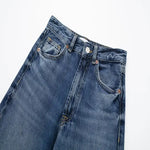 Spring 2024 Women's High Waist Wide Leg Jeans Slimming Versatile Long Pants Straight Cut Denim Trousers for Ladies