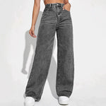 2025 new women's wear European and American loose Denim wide leg pants slimming high waist all-match jeans for women