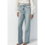 BANA Slim Fit High Waist Long Straight Leg Jeans Women's Premium Denim orts Summer Faion Trend Waed out Effect