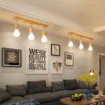 Wooden Spotlights Surface Mounted Household LED Rotating Ceiling Light Living Room Background Wall Lamp Track Lighting For Home