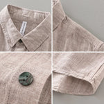 Pure Linen Casual Shirts Men Casual Fashion Solid Short Sleeve Shirt Man Large Size Button-up Shirt