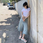 Vintage Style Jeans Women's Petite High-waisted Slimming Draped Loose Fit Summer New Arrival Seven-half Bell Bottoms