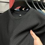 High Quality Breathable Short Sleeved T-shirts O Neck Summer Thin Mesh Ice Silk Loose Elasticity T Shirts Korean Men's Clothing