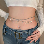 Luxury Sexy Rhinestone Star Tassel Pendant Waist Belly Belt Chain for Women Bikini Rave Beach Body Jewelry Gift Y2K Accessories