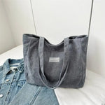 Large Capacity Shoulder Bag Trendy Corduroy Tote Bag Solid Color Ladies Handbag With Front Pocket