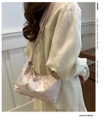 Sweet Embroidery Shoulder Bag Nylon Texture Pearl Pendant Crossbody Bag Small Bucket Handbag Women Girl